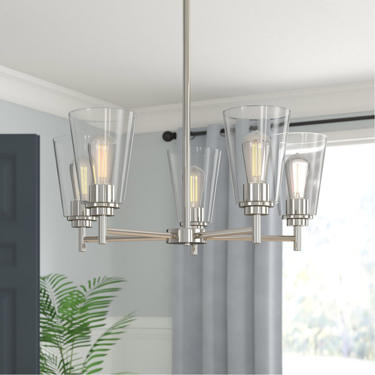 Designers Fountain 95785 SP Five Light Chandelier Westin Satin Platinum